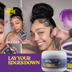 Applying Black Panther Strong edge gel to edges for a smooth, flake-free finish