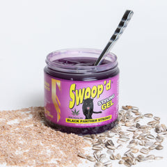 Black Panther Strong Swoop'd Styling Gel easy application and clean wash-out.