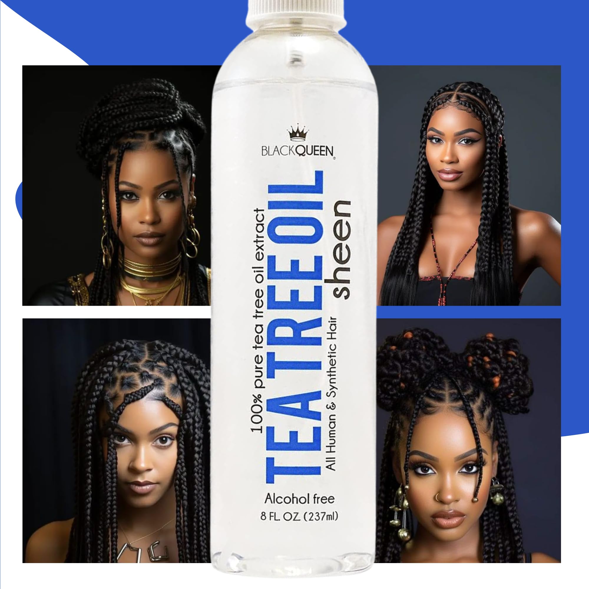 Black Queen spray nozzle provides light, even application for loc care.
