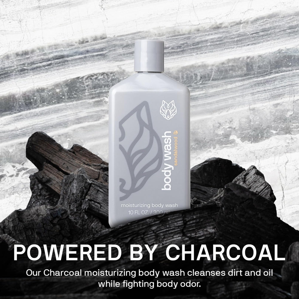 Black Wolf aloe vera calms skin with sandalwood scent during shower.