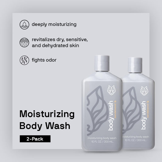 Black Wolf body wash with hyaluronic acid and aloe vera for deeply hydrated skin.