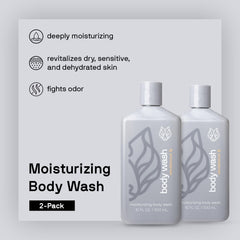 Black Wolf body wash with hyaluronic acid and aloe vera for deeply hydrated skin.