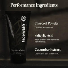 Close-up swirl of charcoal powder in the Black Wolf formula for cleansing.
