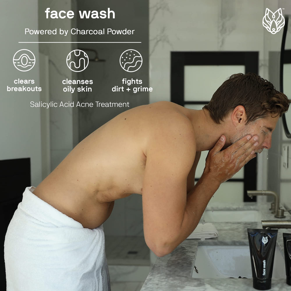 Black Wolf Charcoal Face Wash pump shows easy dispensing