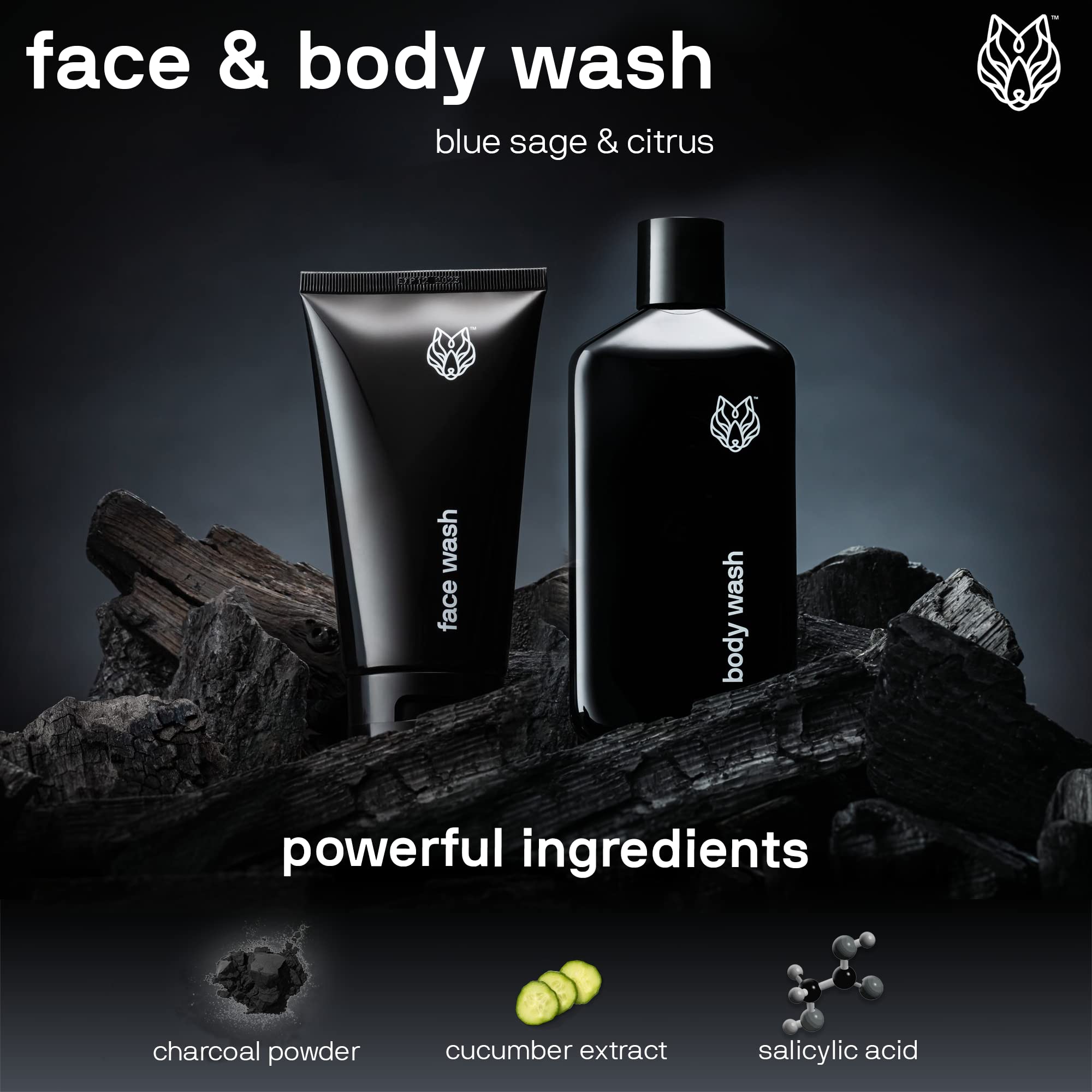 Black Wolf Charcoal powder close-up for purifying cleansing action