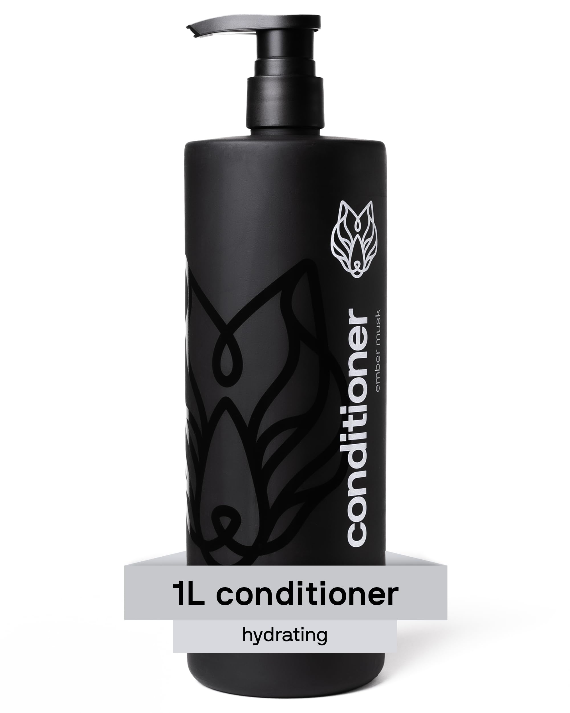 Black Wolf conditioner bottle front shows premium formula for hydrated hair