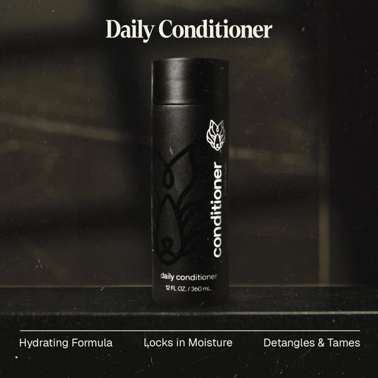 Black Wolf Everyday Conditioner bottle back shows product details and formula.