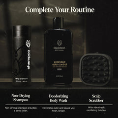 Black Wolf bottle with label visible evokes salon-grade care at home.