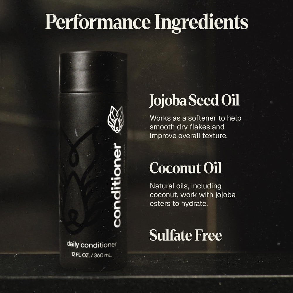 Black Wolf Everyday Conditioner texture close-up emphasizes softness and manageability.