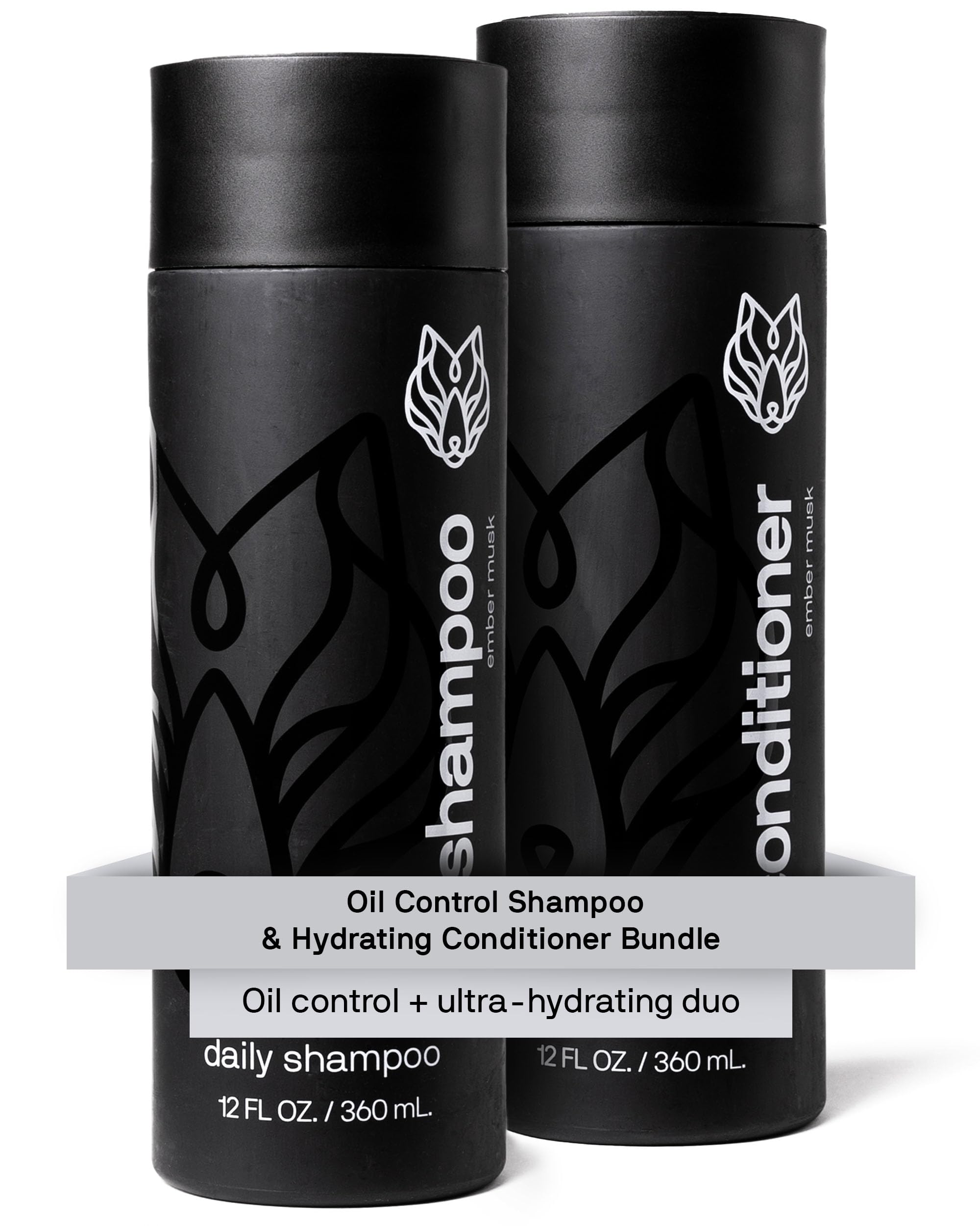 Black Wolf Everyday Oil Control Shampoo bottle front showing sleek design for clean, refreshed hair.