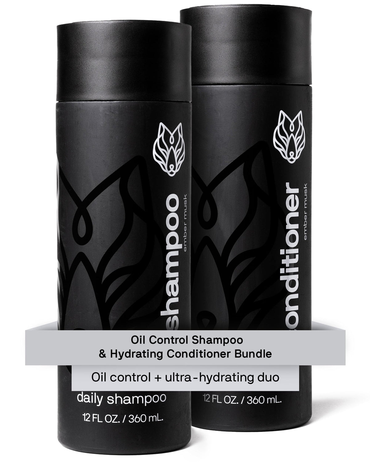 Black Wolf Everyday Oil Control Shampoo bottle front showing sleek design for clean, refreshed hair.