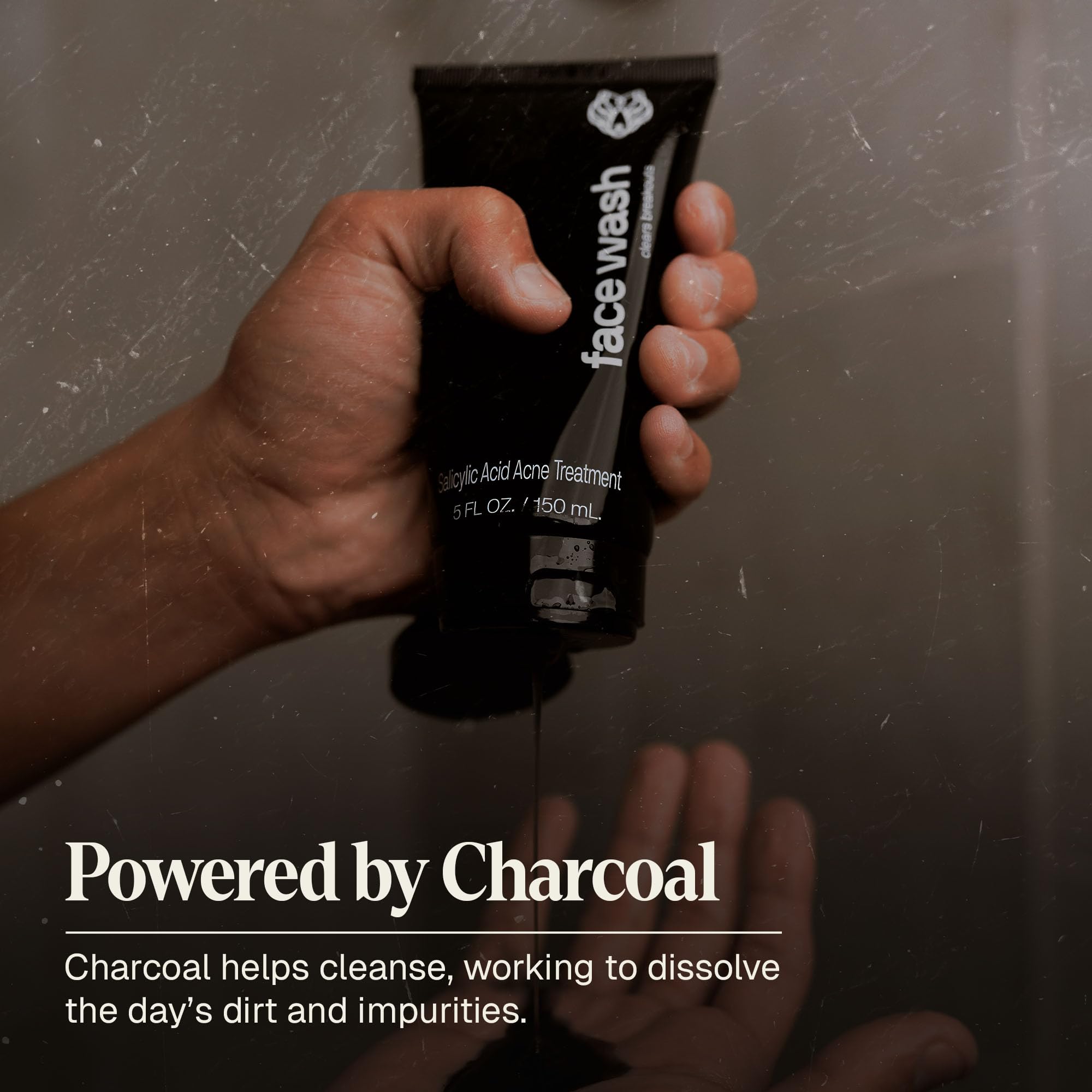 Black Wolf man skincare routine image implies simple daily steps for better skin.