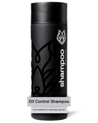 Black Wolf shampoo bottle close-up showing oil control formula