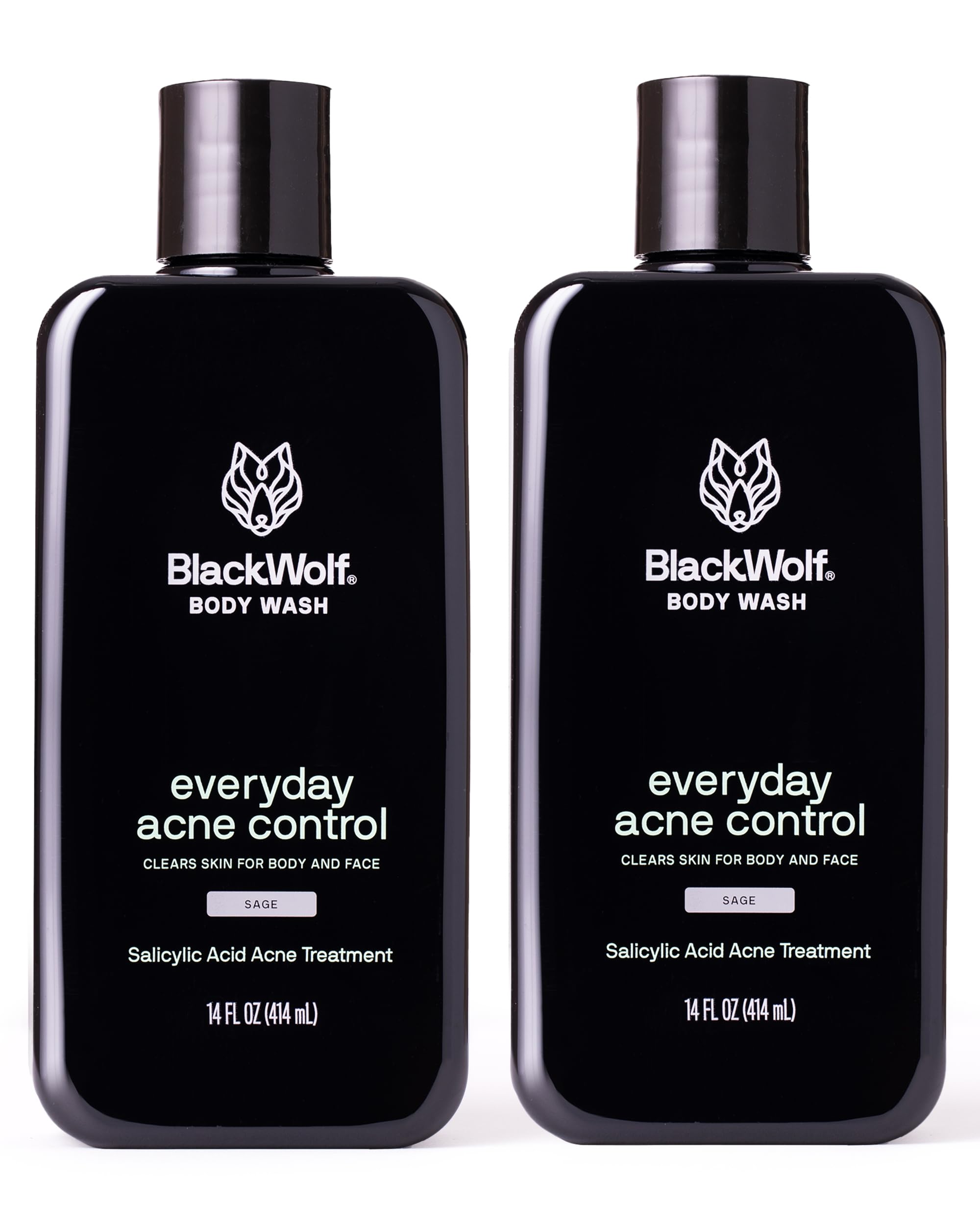 Black Wolf Salicylic Acid Body Wash bottle front for a deep clean on men's skin