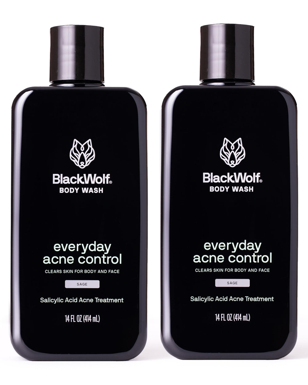 Black Wolf Salicylic Acid Body Wash bottle front for a deep clean on men's skin