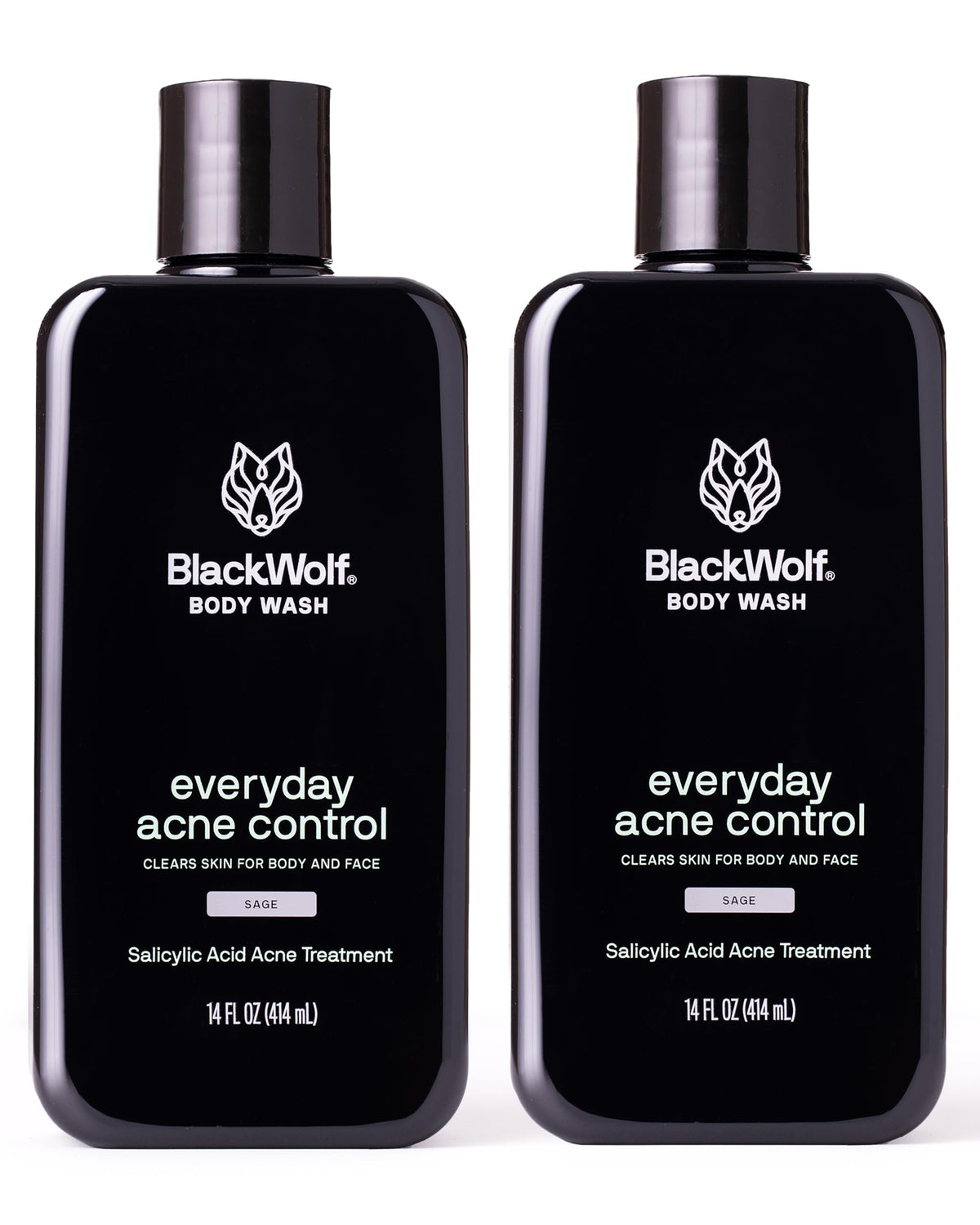 Black Wolf Salicylic Acid Body Wash bottle front for a deep clean on men's skin