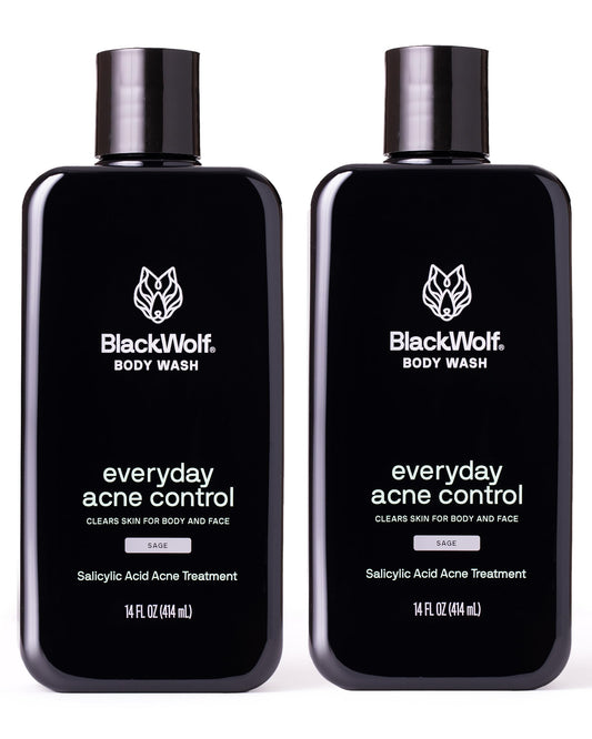 Black Wolf Salicylic Acid Body Wash bottle front for a deep clean on men's skin