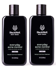 Black Wolf Salicylic Acid Body Wash bottle front for a deep clean on men's skin