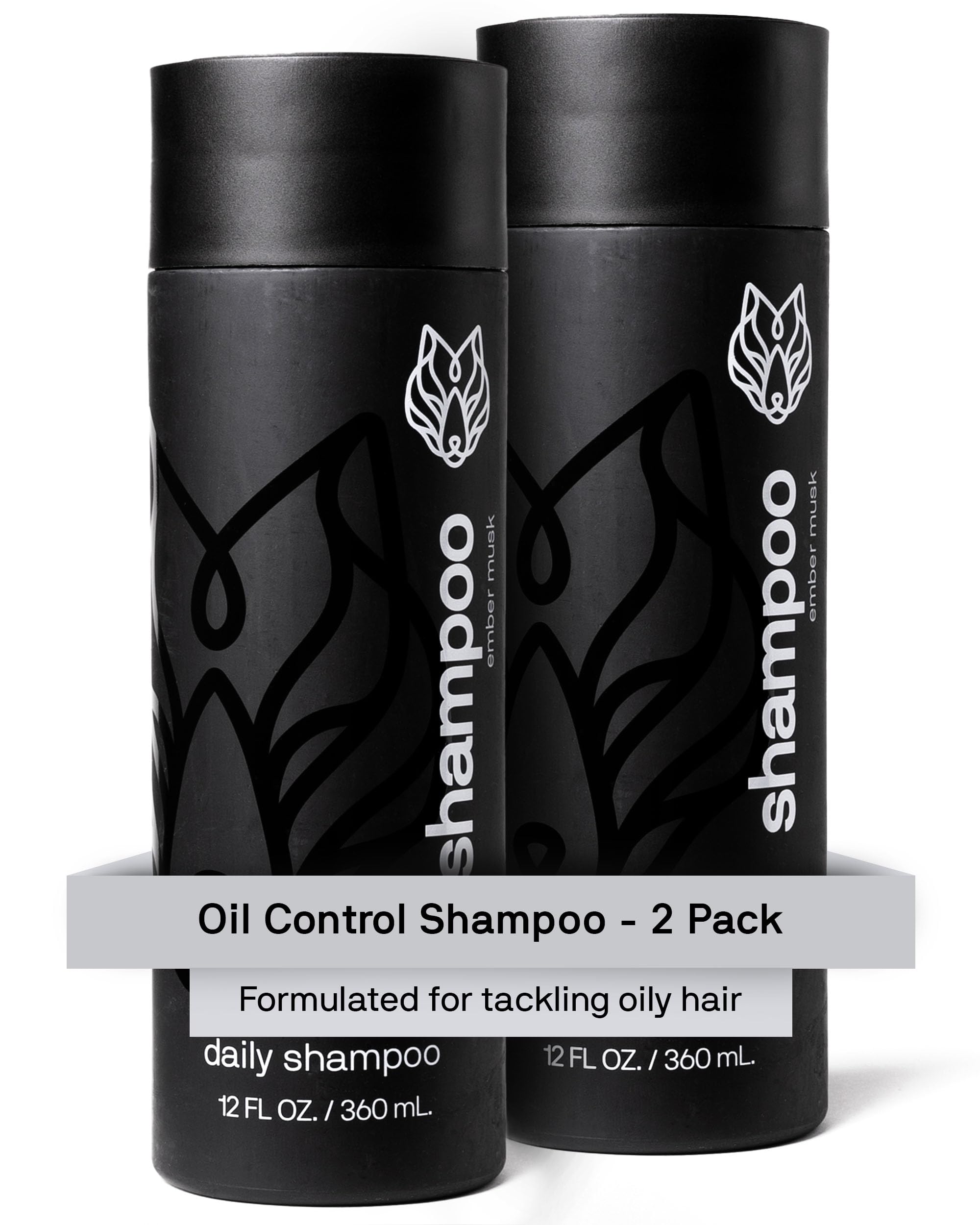 Black Wolf shampoo with rich suds for oil-control cleansing.