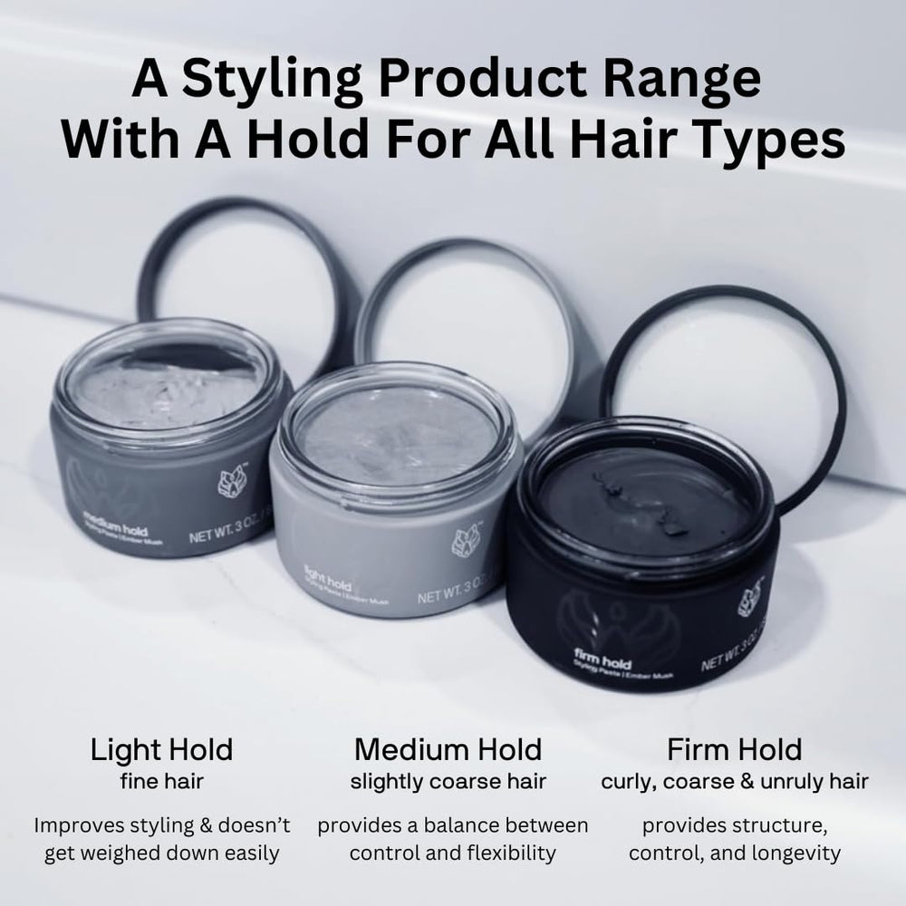 Black Wolf Styling Paste in hands dime-sized amount ready to apply.