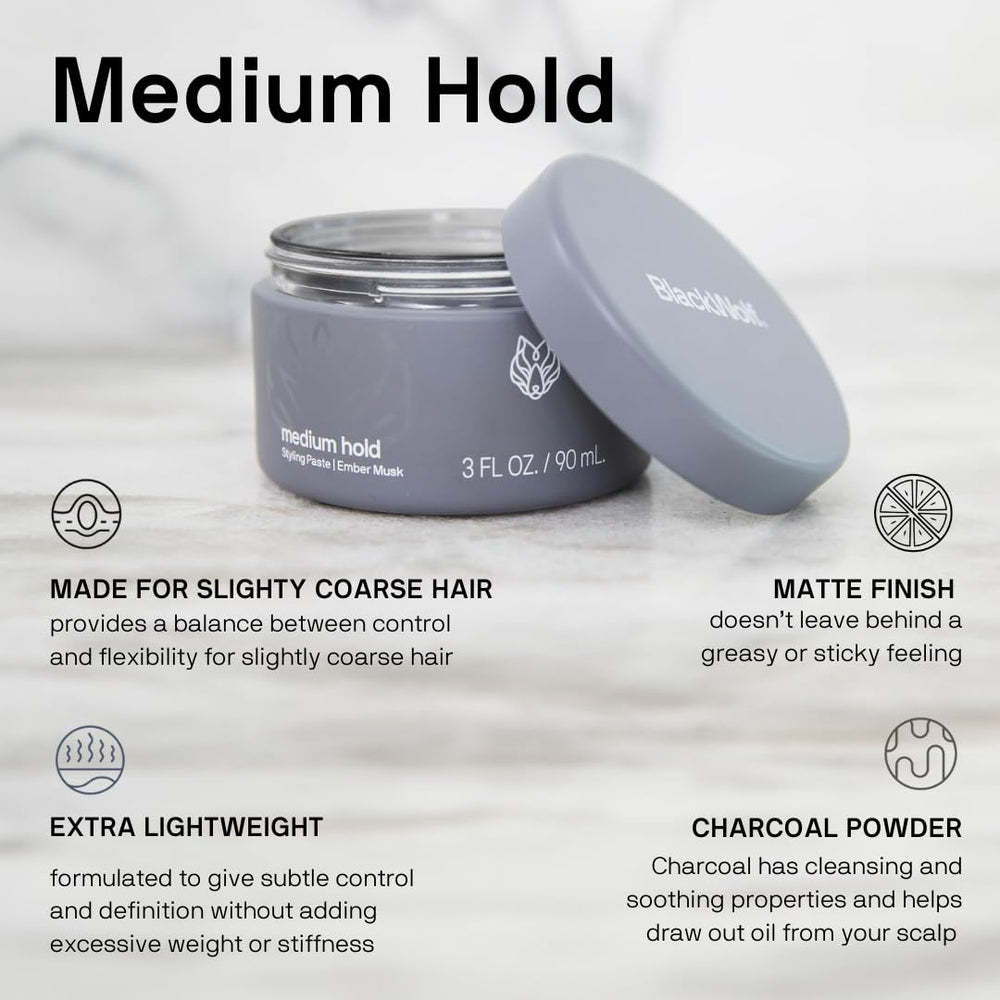 Black Wolf Styling Paste texture hair effect for natural texture.