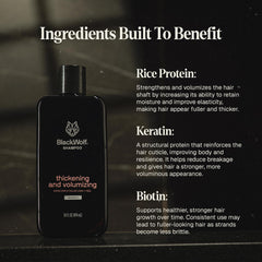 Redwood-scented Black Wolf shampoo evokes woodsy daily confidence