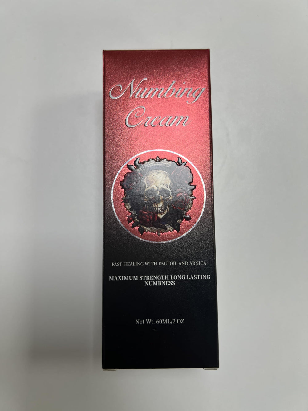 BlackCaves Numbing Cream highlights Emu Oil and Arnica for skin care.