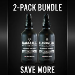 BLACKSTEEL Serum pump close-up highlighting fast-absorbing formula