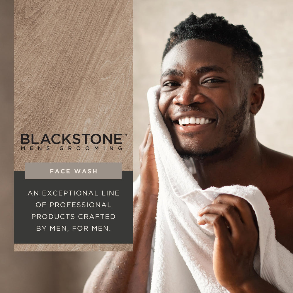Close-up of Blackstone Detoxifying Face Wash showing hydrating hyaluronic acid.