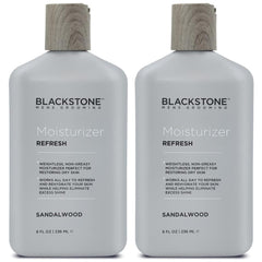 Blackstone Refresh Facial Moisturizer bottle shows a weightless, non-greasy finish.