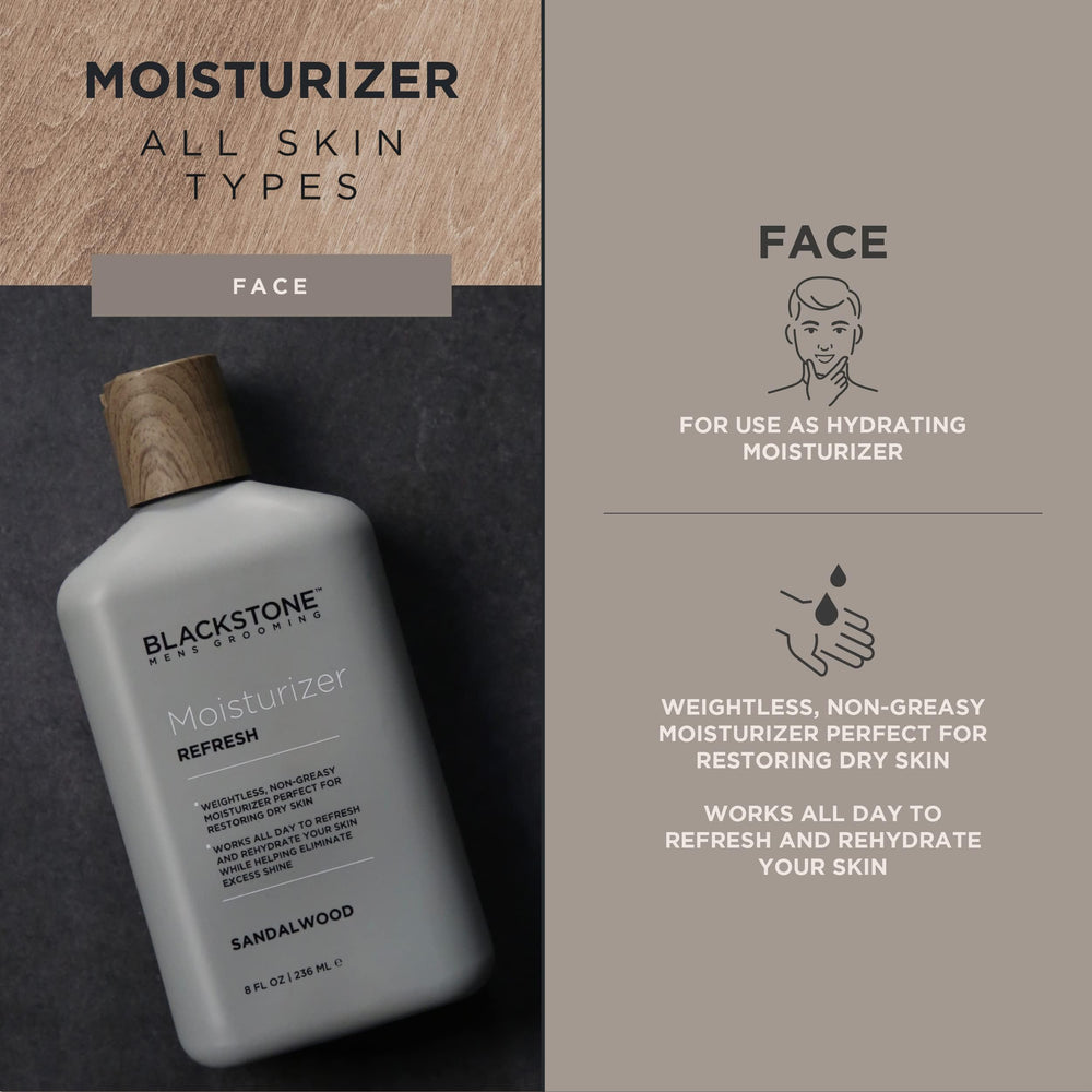 Blackstone daily-use setup enhances morning routine with sandalwood aroma.