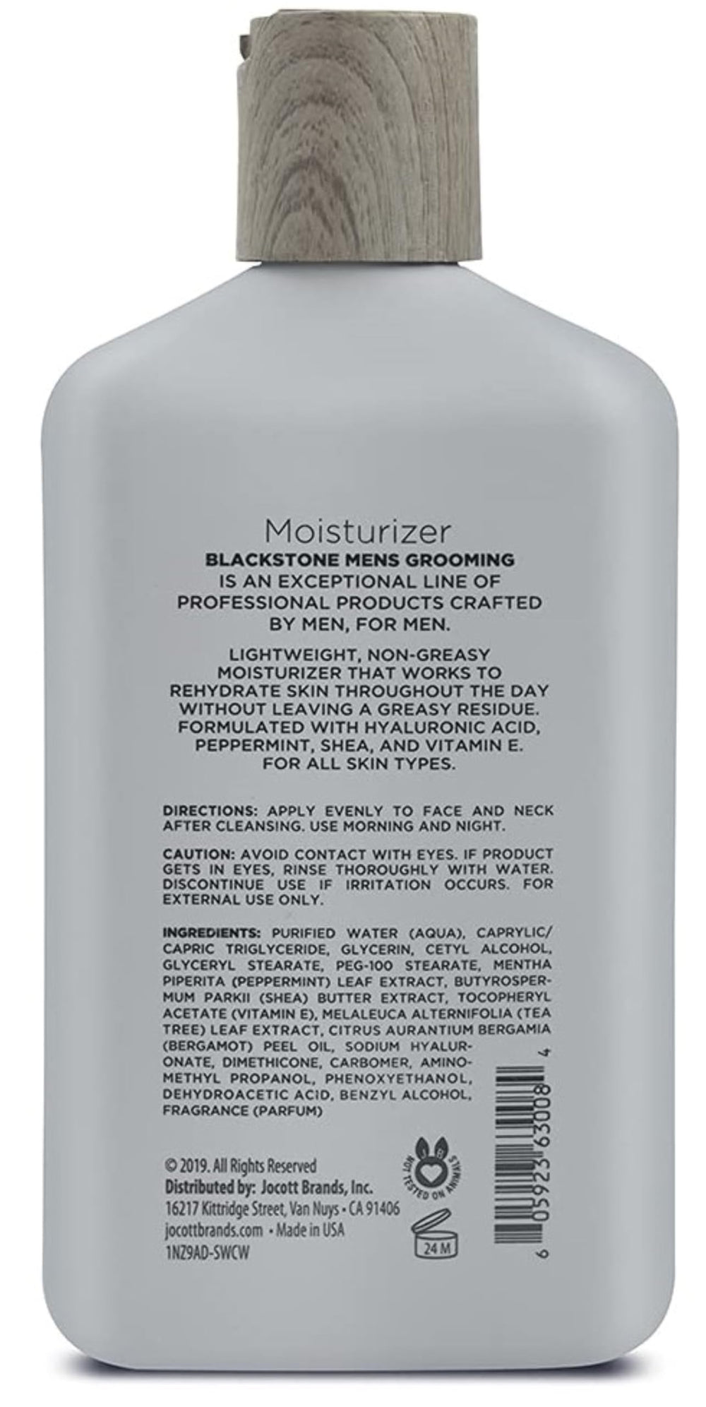 Blackstone moisturizer texture close-up demonstrates smooth application and quick absorption.
