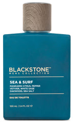 Blackstone Sea & Surf bottle front, showcasing fresh coastal scent for daily wear.