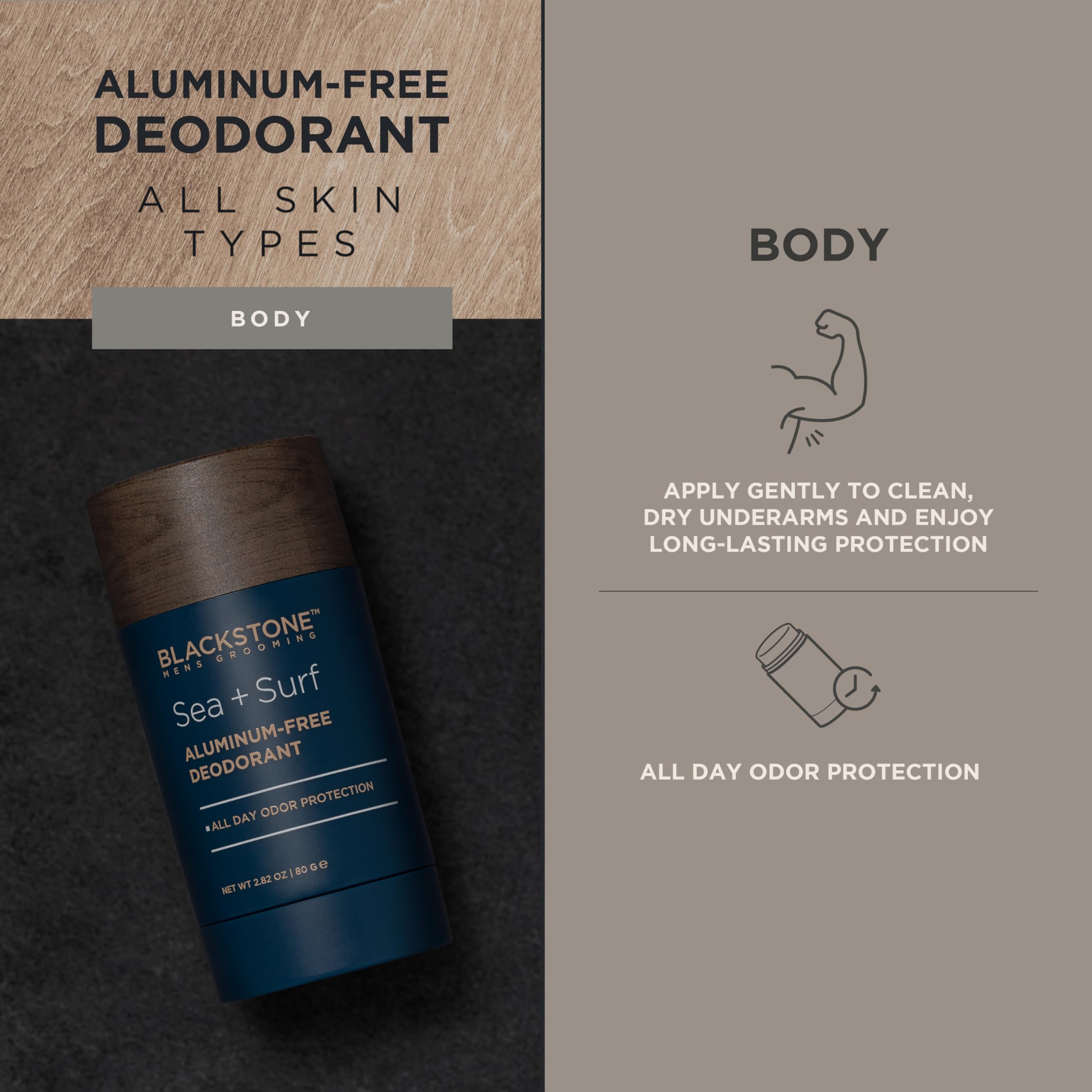 Active lifestyle shot of Blackstone deodorant after a workout
