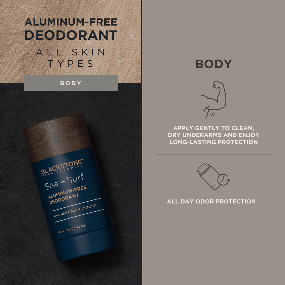 Active lifestyle shot of Blackstone deodorant after a workout