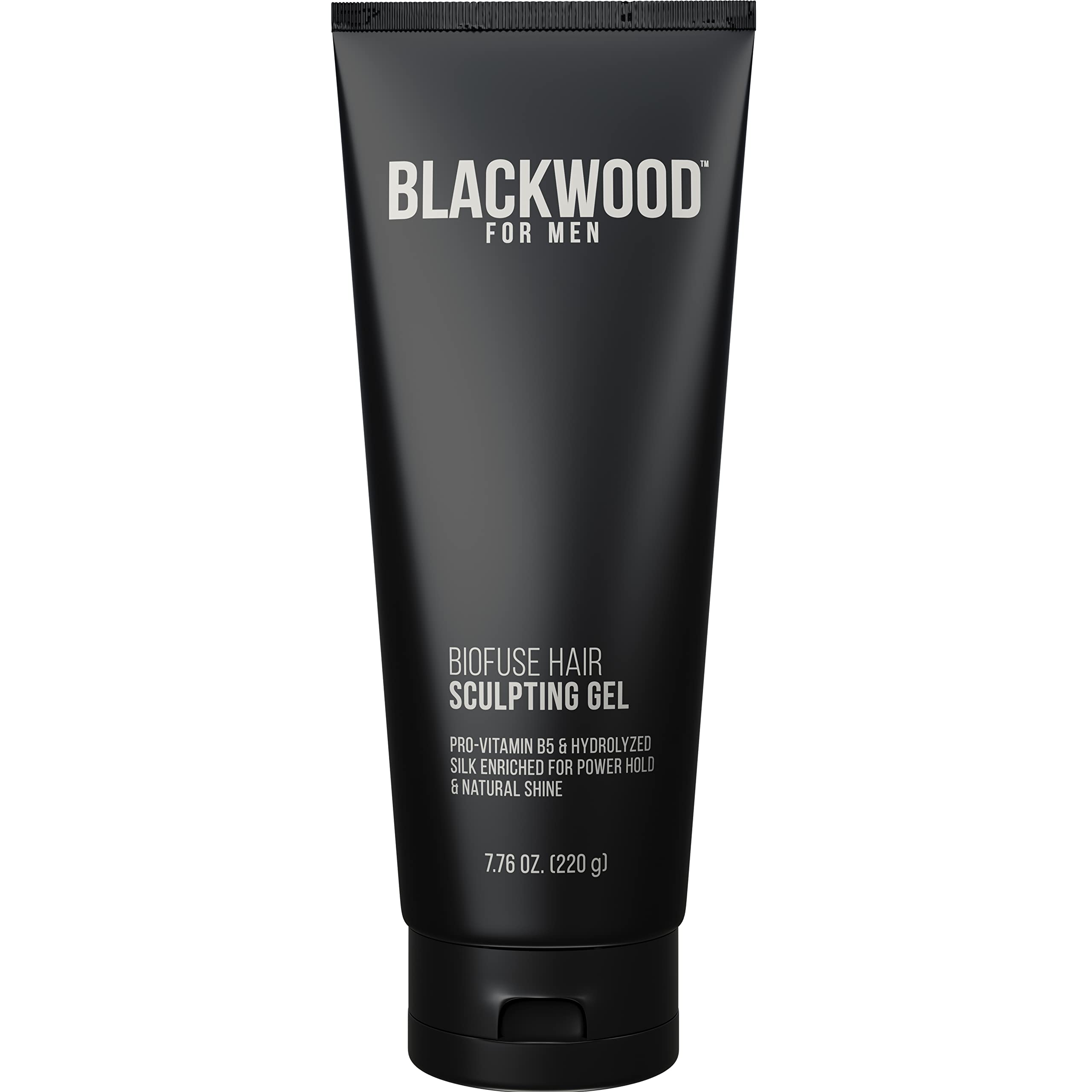 Blackwood For Men BioFuse gel bottle close-up for premium hair styling.