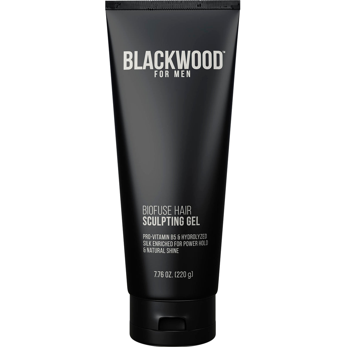 Blackwood For Men BioFuse gel bottle close-up for premium hair styling.