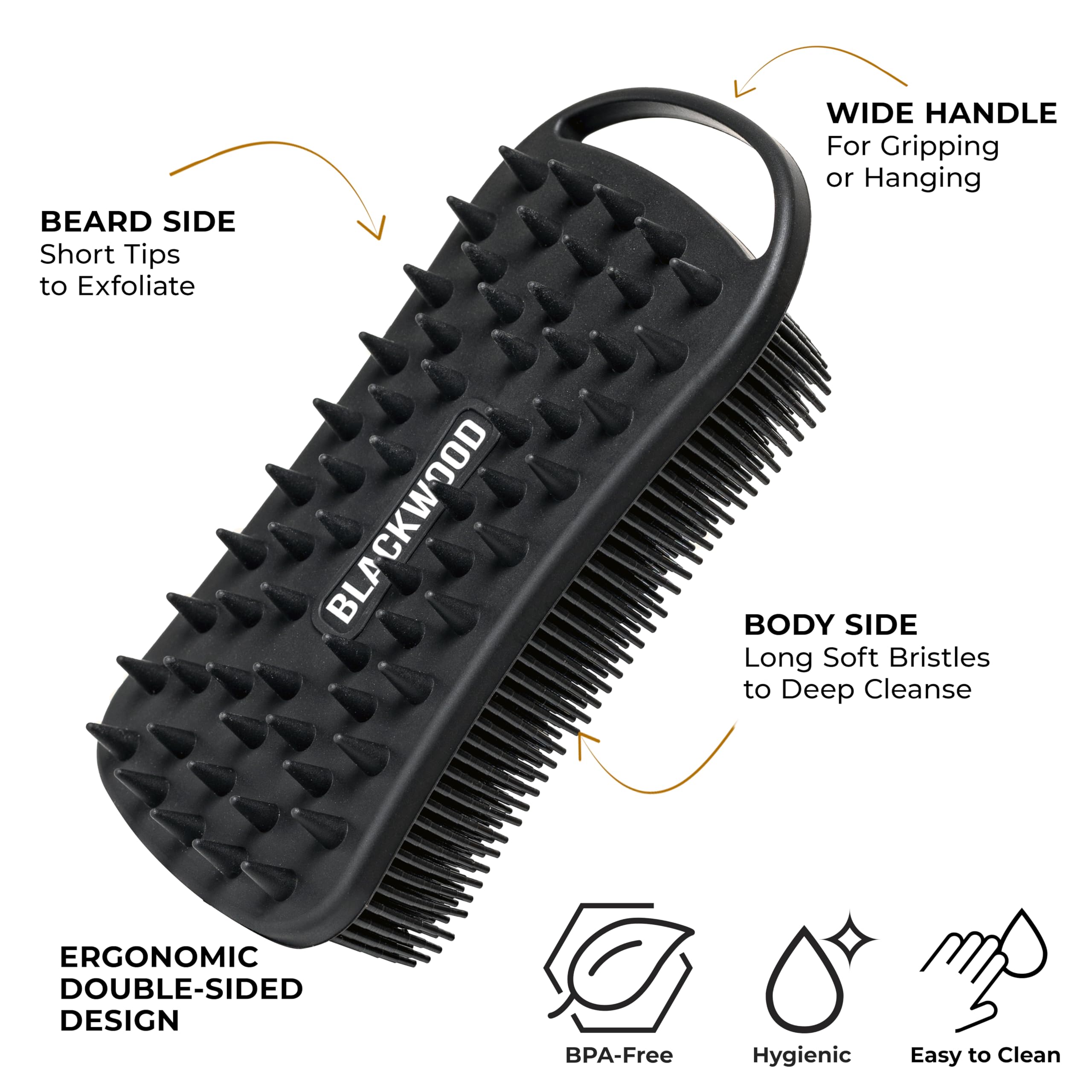 Blackwood For Men body-side bristles provide gentle lather and extended product use