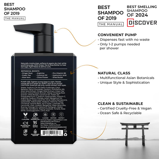 Blackwood For Men Hydroblast Shampoo with aloe vera soothing scalp while cleansing.