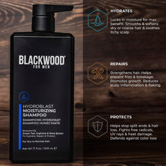 Blackwood For Men Hydroblast shampoo foam illustrating lightweight hydration