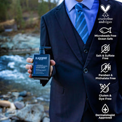 Blackwood For Men Hydroblast Shampoo with shea butter moisture for soft hair.