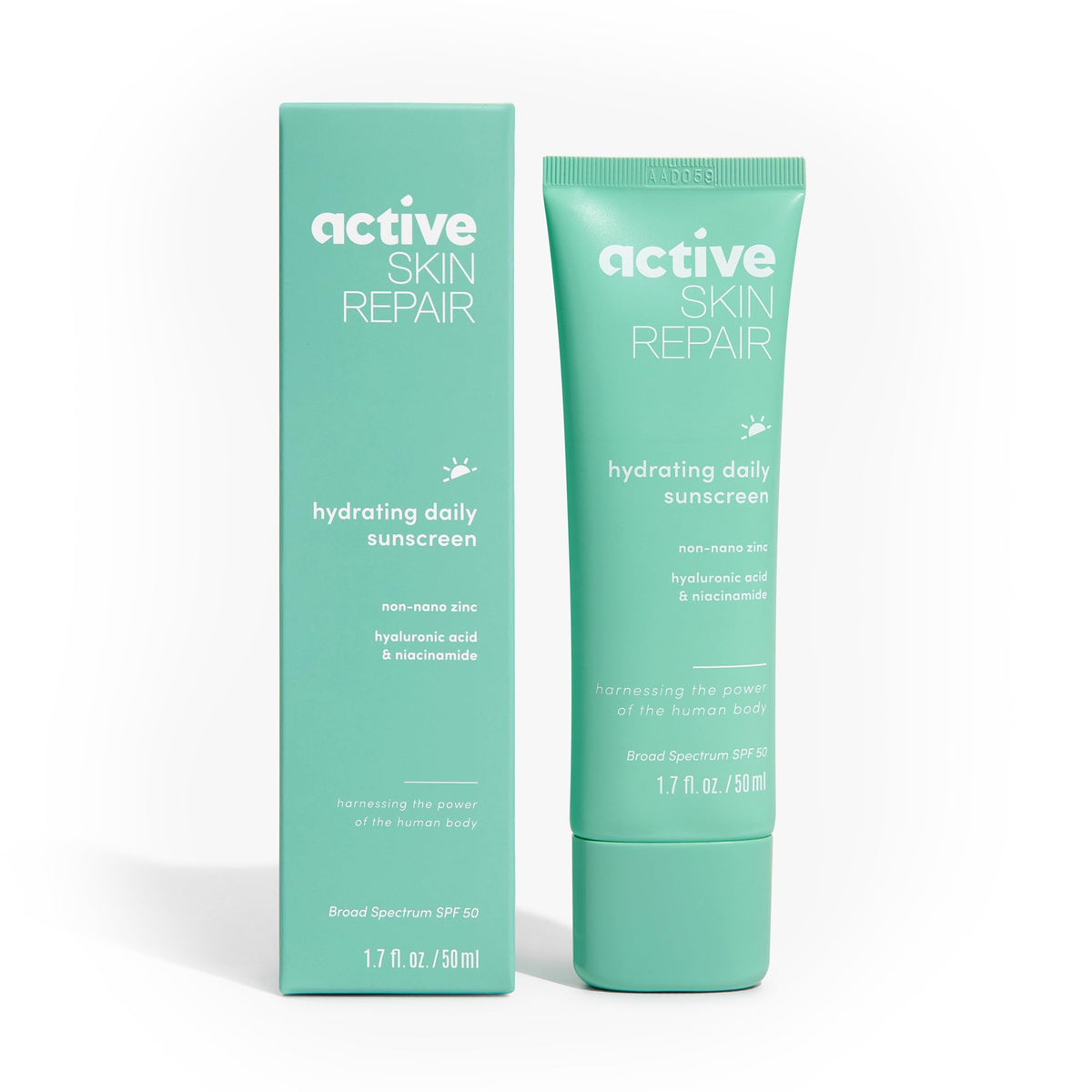 BLDG ACTIVE Active Skin Repair SPF 50 bottle shown for daily mineral protection.