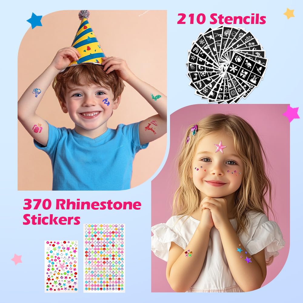 Bledras 210 tattoo stencils show flowers, animals, and letters for creativity.