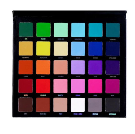 Blend Bunny Cosmetics Blends Palette front view highlighting rich matte shades for seamless blending.