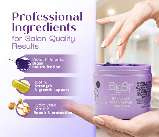 BLEST mask application on hair shows even distribution for thorough treatment.