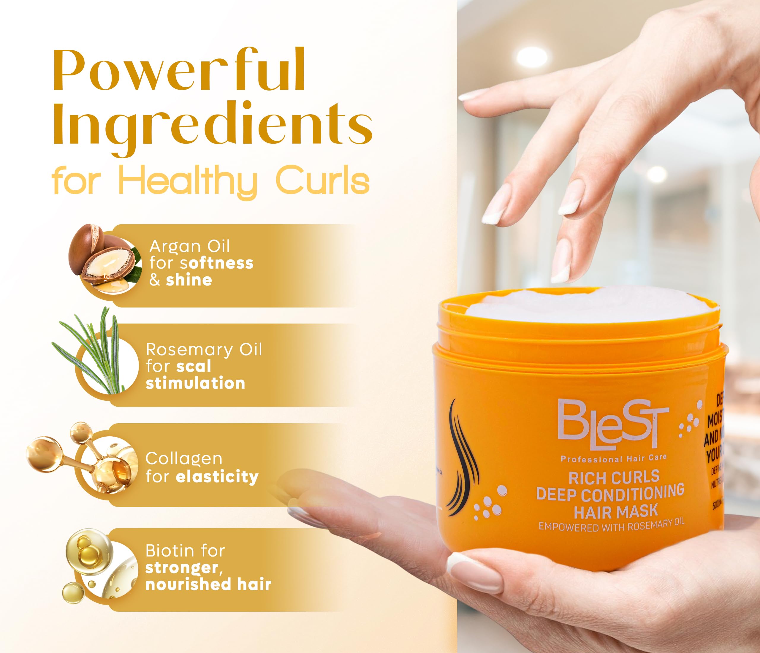 Applying BLEST mask to hair for intensive repair.