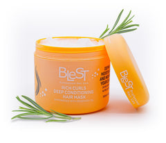 BLEST Professional Hair Care Mask bottle pouring for deep conditioning.