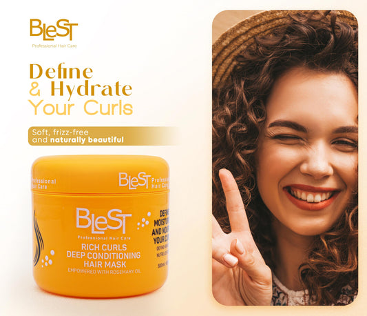 BLEST Professional Hair Care Mask cream texture highlighting rich hydration.