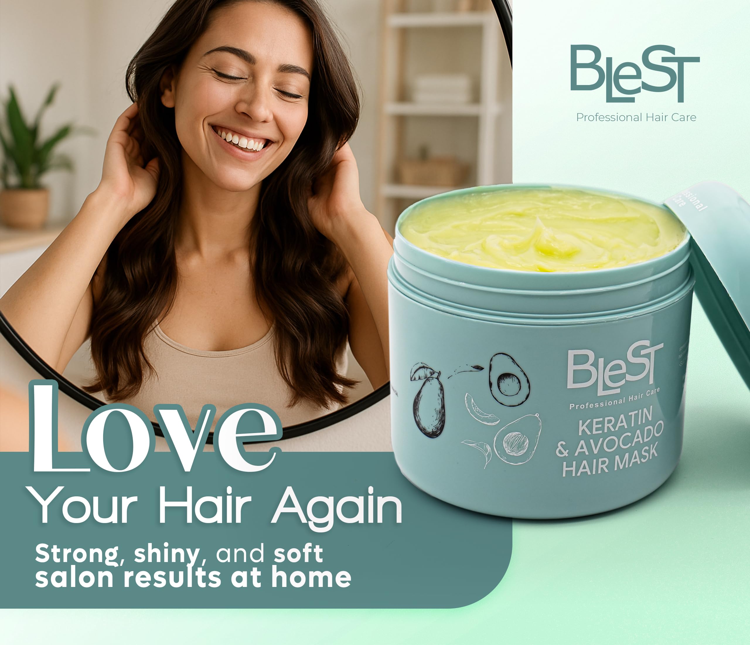BLEST Professional Hair Care Mask glossy finish revives dull hair with natural shine