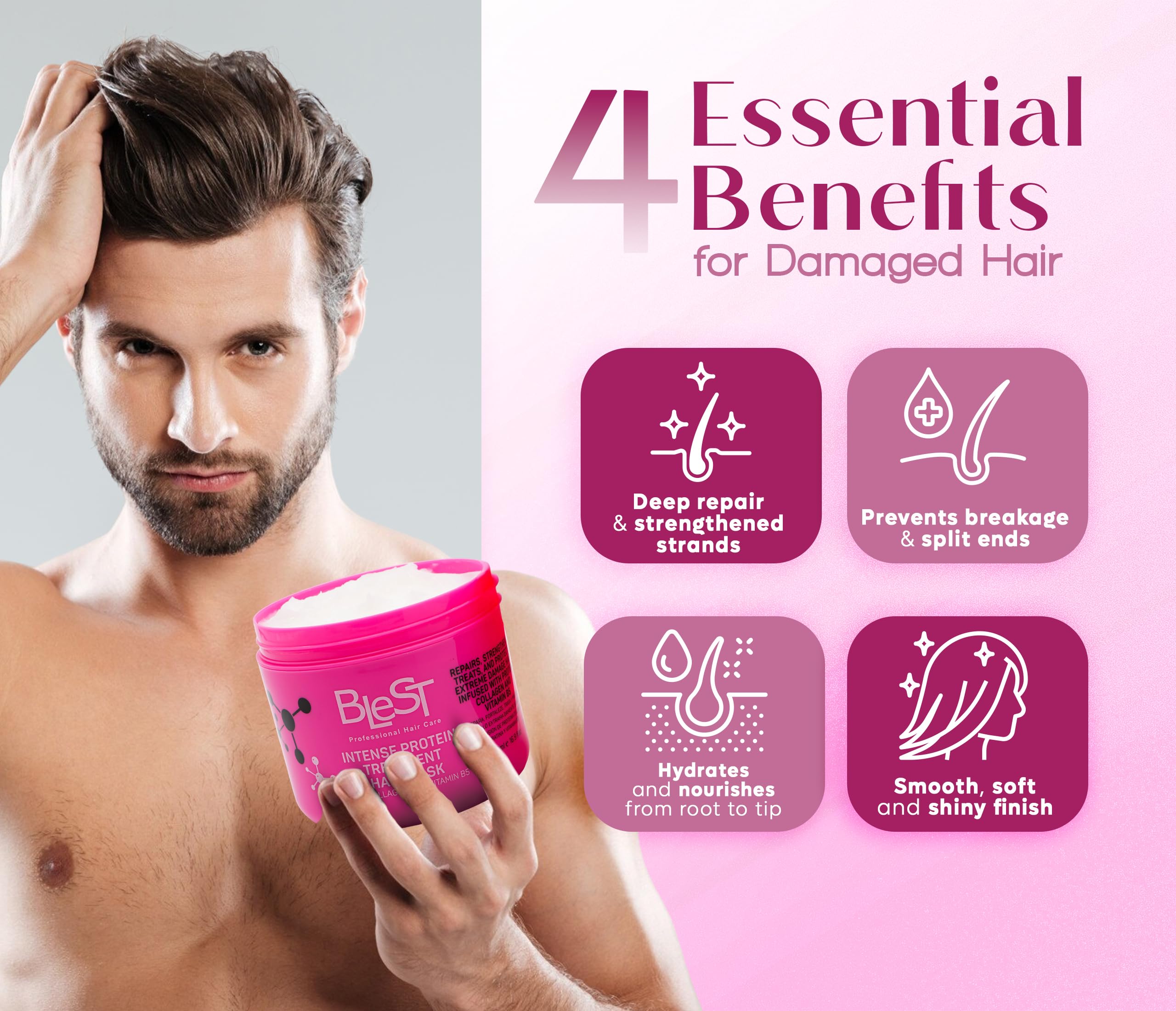 Post-treatment BLEST hair looks smooth with natural shine.